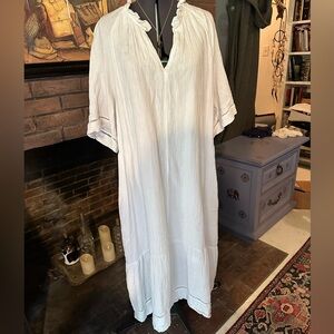 Chico’s white cotton gauze shift dress lined size 3 L
